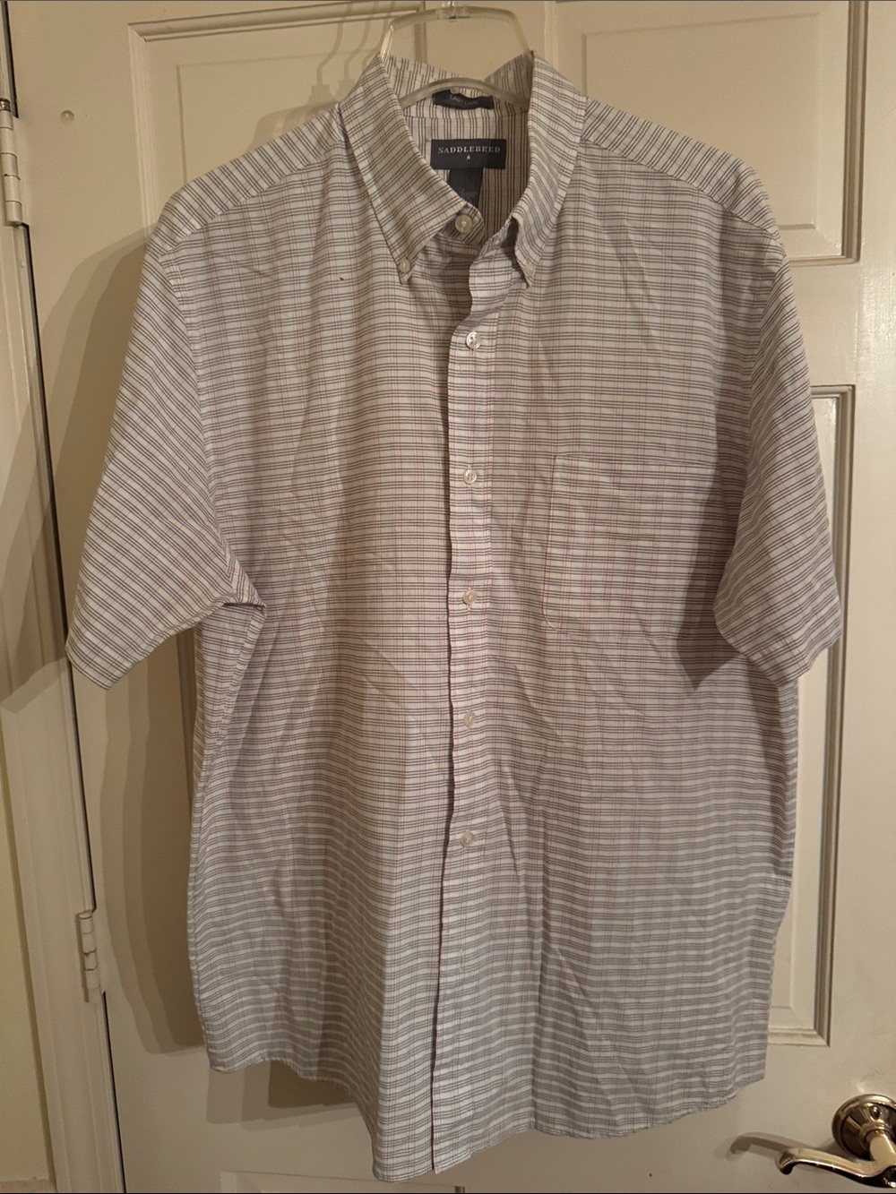 Saddlebred Short-Sleeve Button-Down Shirt - Light Gray Stripe